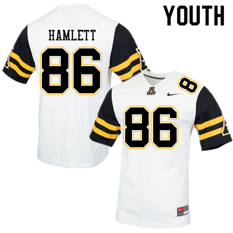 Youth #86 Kanen Hamlett Appalachian State Mountaineers College Football Jerseys Sale-White